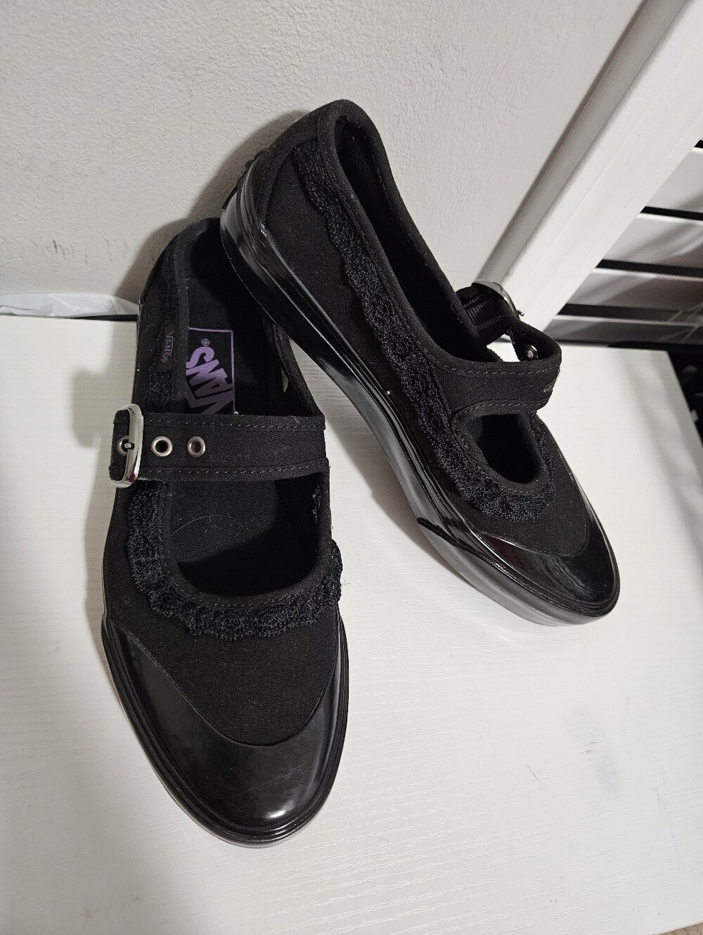 Rare Lace Vans Mary Jane 'In The Shadows Black' Sneakers - Size 6.5 Women's